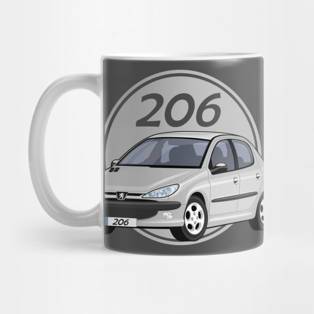 car peugeot 206 sporty cartoon vector grey by creative.z